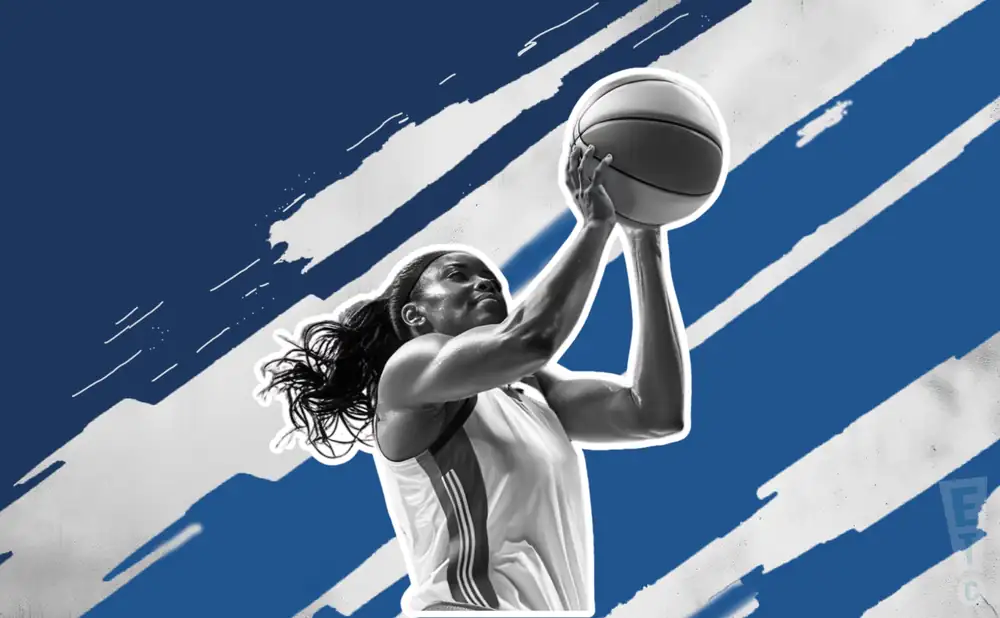 a minnesota lynx wnba basketball jumping to shoot the ball