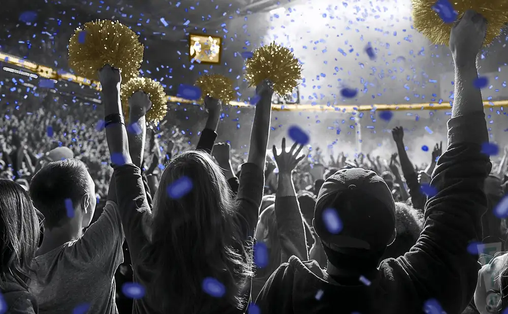 a crowd of florida international golden panthers fans cheering for their football team