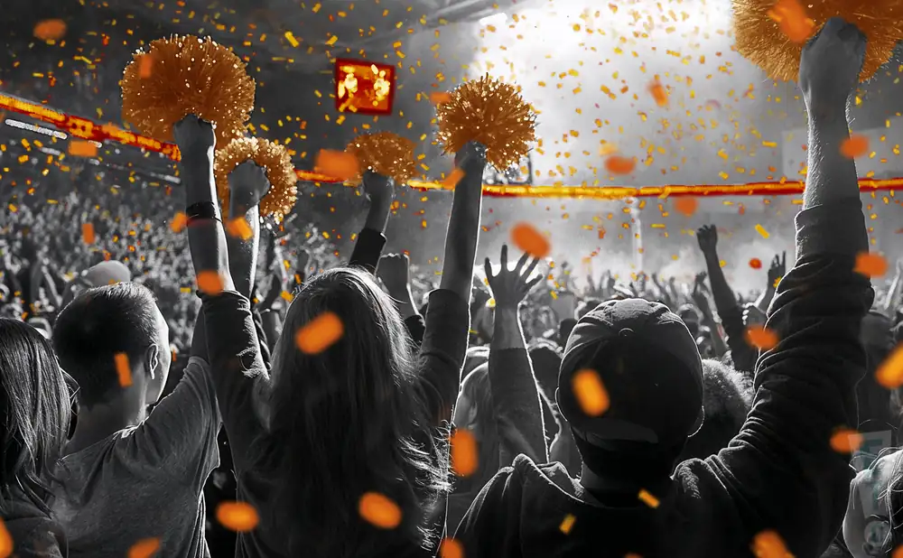 a crowd of sam houston state bearkats fans cheering for their football team