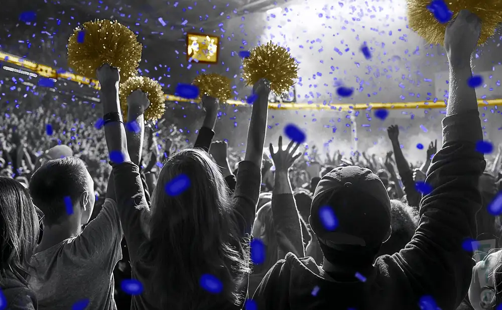 a crowd of tulsa golden hurricane fans cheering for their football team
