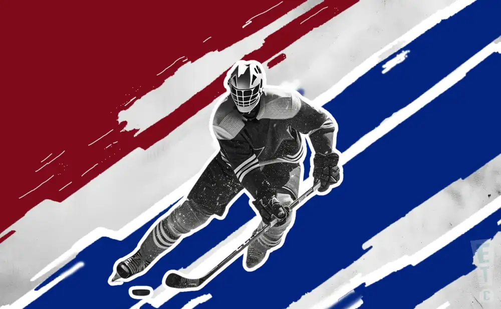 a montreal canadiens hockey player about to hit the puck