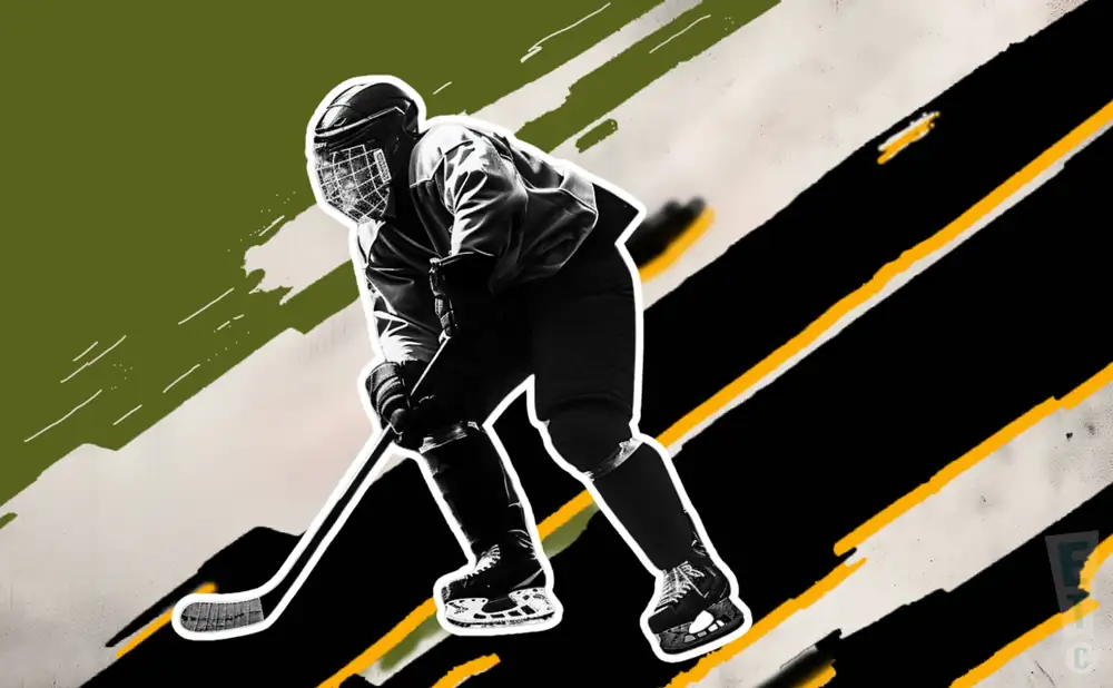 a north bay battalion ice hockey player running down the rink