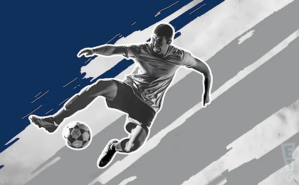 a san diego fc soccer player kicking the ball midair
