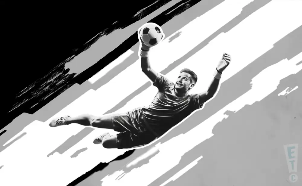 a the town fc goalkeeper soccer player diving to make a save