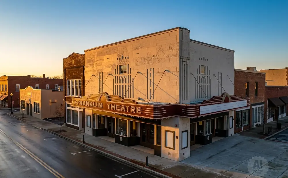Franklin Theatre movie marquee with 
