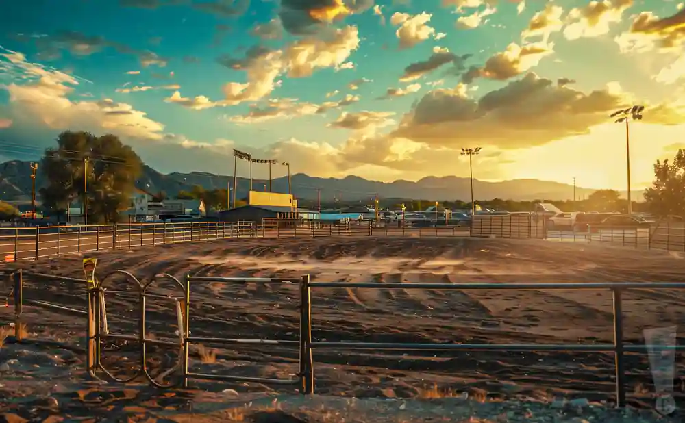 an exterior picture of the basin city freedom rodeo - venue during the day