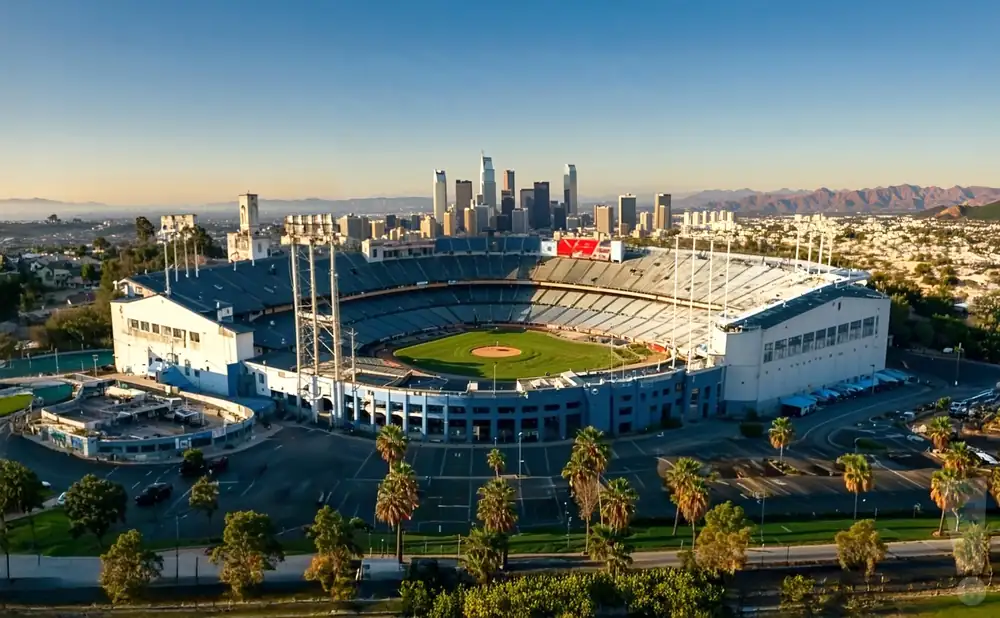 dodger stadium in los angeles california as seen from an aerial view during the day