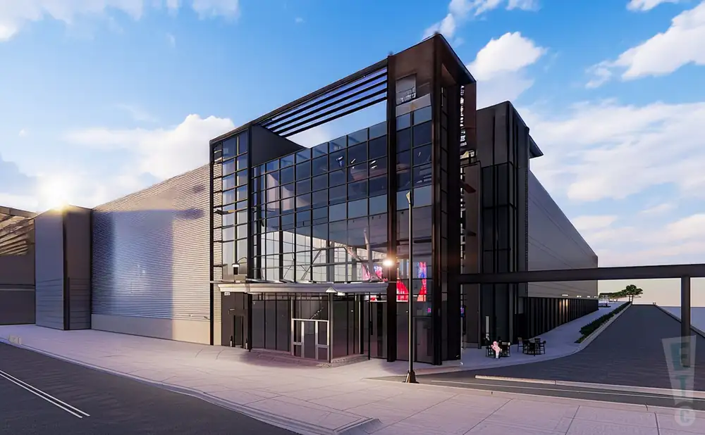 an exterior promotional venue picture of epic event center with a sunny sky