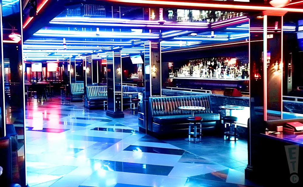 an interior picture of the gilt nightclub during the night while empty