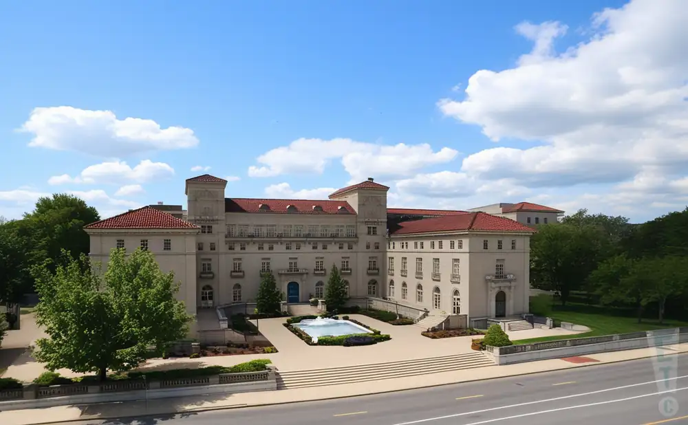 a promotional venue picture of the hershey theatre taken from the air during the day
