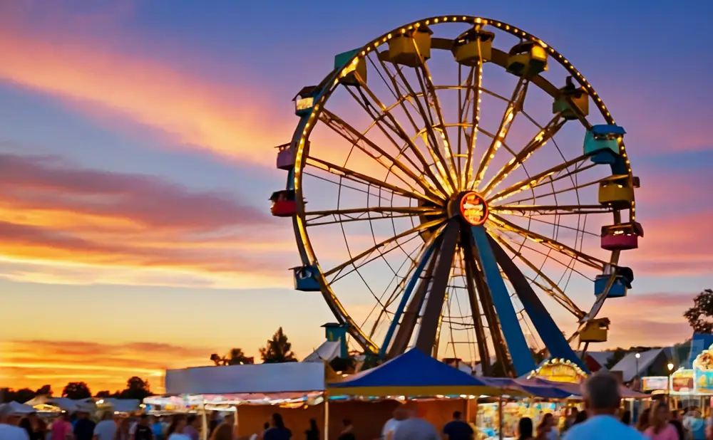 a professional promo picture of the indiana state fairground at sunset