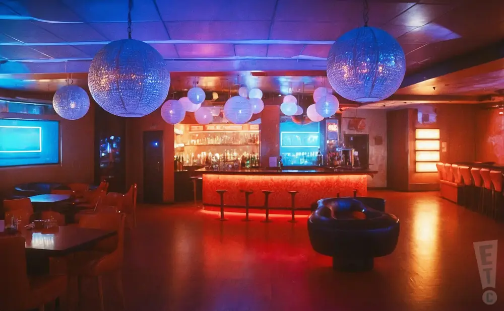 the lucky you lounge seen from the interior while empty.