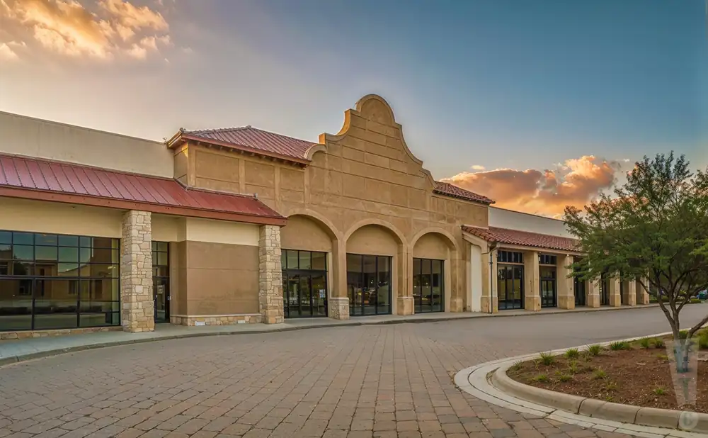 a hyper-realistic wide-angle aerial photograph of mesquite arena in mesquite, texas