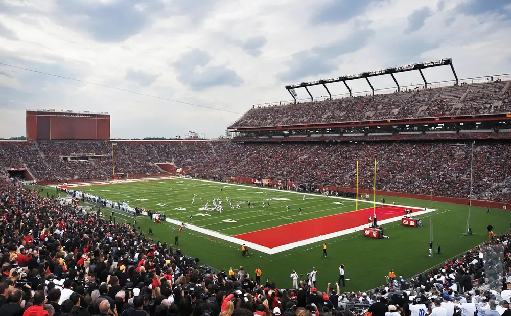 an interior picture of the shi stadium during the day