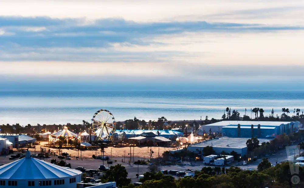 an aerial promotional picture of the surfer's point live at the ventura county fairgrounds