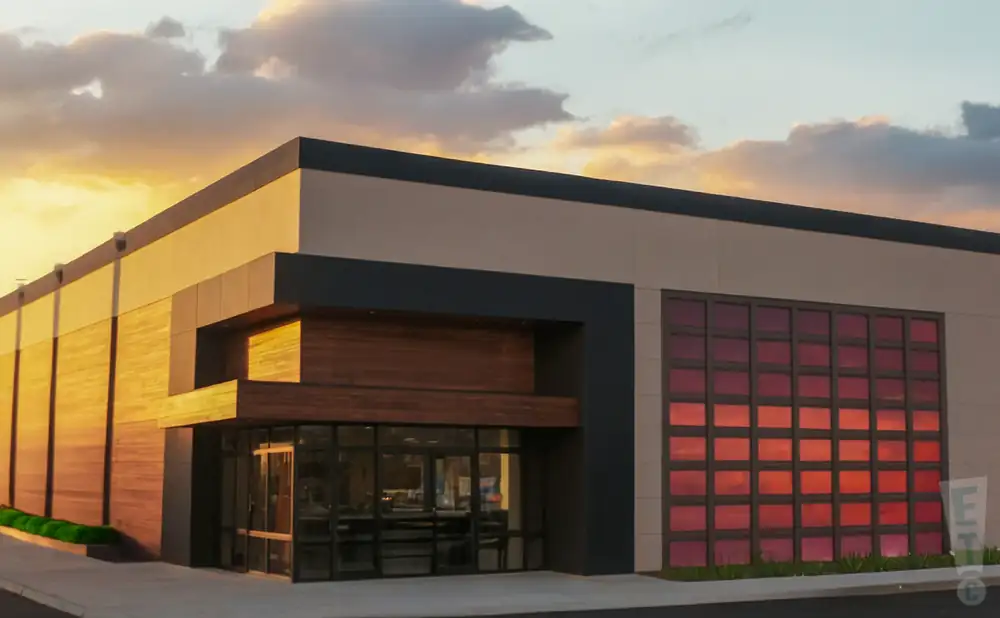 exterior promotional venue picture of the district with a sunny sky