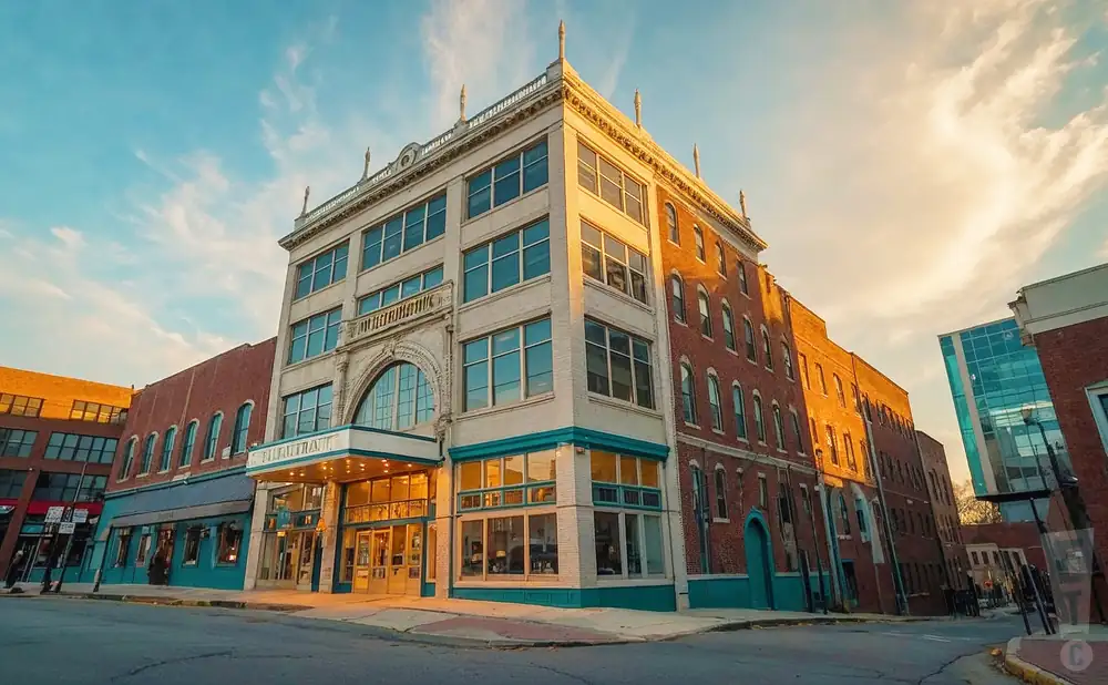 a cinematic ultra-realistic photograph of the queen in wilmington, delaware, captured at sunset. 