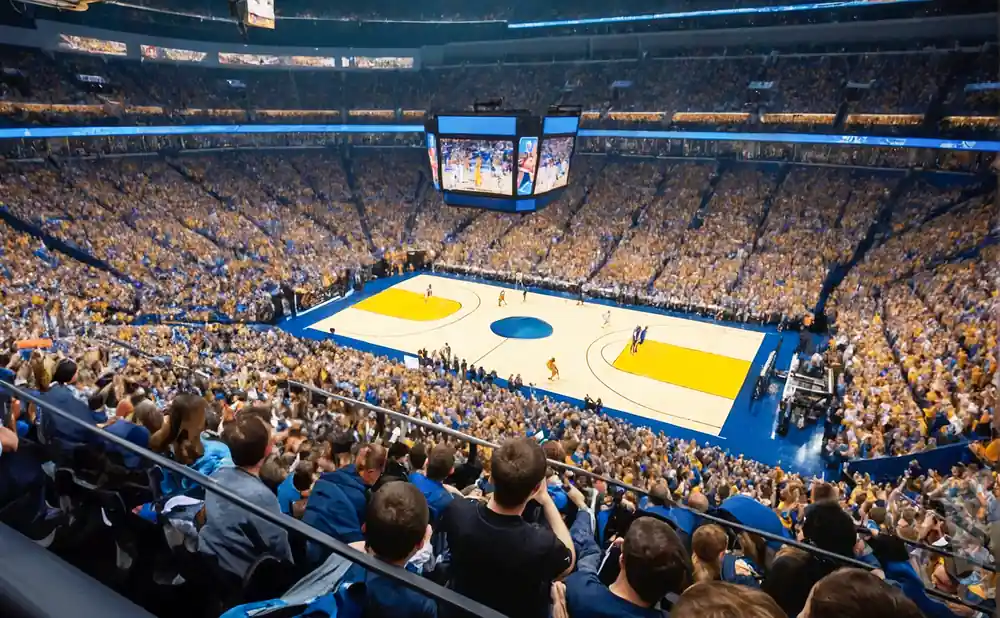 a realistic image of the basketball court at vystar veterans memorial arena