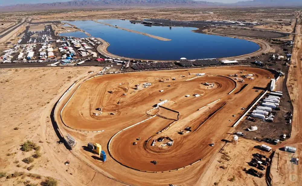 an aerial promotional venue picture of the wild horse pass motorsports park during the day