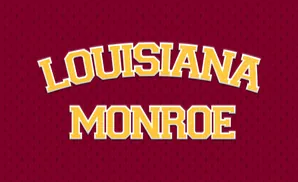 Louisiana Monroe text on a maroon textured background.