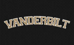 Vanderbilt text in a distressed, tan font with a white outline on a black, textured background.