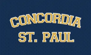 Concordia St. Paul text on a navy blue background with a subtle diamond pattern.