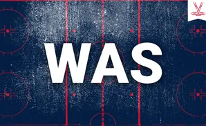 A textured, navy blue hockey rink with red lines and markings. A small white banner with crossed hockey sticks is in the upper right.