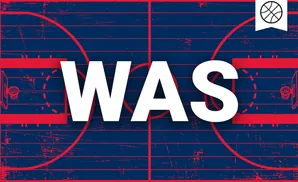 Basketball court with red lines on a navy blue, distressed background. A basketball icon is in the upper right corner.