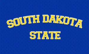 South Dakota State text on a blue textured background.