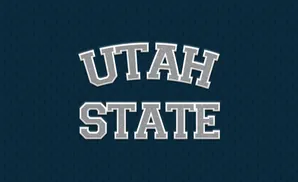 Utah State text on a dark blue background with a diamond pattern.