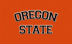 Oregon State text on an orange textured background.