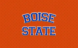 Boise State University logo on an orange textured background.
