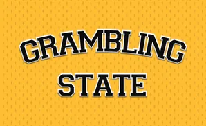 Grambling State University logo on a yellow, textured background.