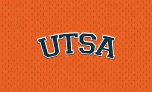 UTSA text on an orange, textured background.