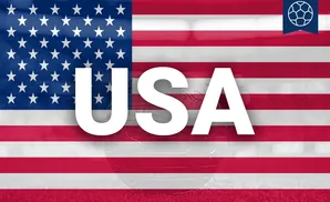 USA flag with a globe overlaid and a soccer ball icon in the corner.