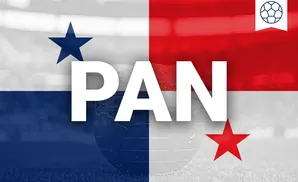 Panama flag with a globe in the center and a soccer ball icon.