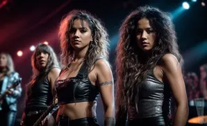 photograph of the iron maidens performing live on stage at an exciting and hard rock concert