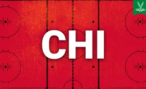 Hockey rink with grunge texture and crossed sticks logo.