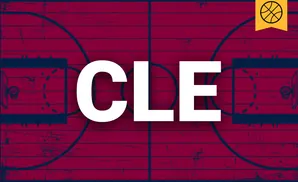 A stylized basketball court with a distressed wood texture and a basketball icon on a yellow banner.