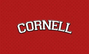 Cornell logo on a red textured background.
