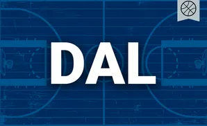 Blueprint of a basketball court with a basketball icon in the upper right corner.