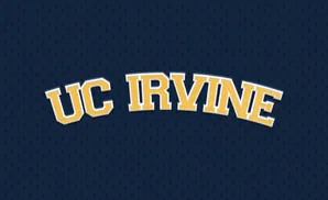 UC Irvine text arched over a dark blue background with a subtle diamond pattern.