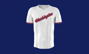 A white baseball jersey with 