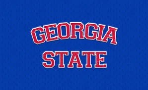 Georgia State text on a blue textured background.