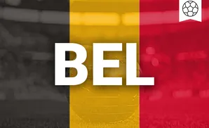 A globe of Earth is superimposed on the Belgian flag with a soccer ball icon in the top right.