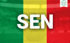 Senegal's flag with a globe and green star, and a soccer ball icon.
