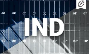 An abstract, diagonal split football field.