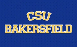 CSU Bakersfield logo on a blue, textured background.