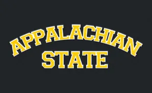 Appalachian State text in yellow with a white outline on a dark background.