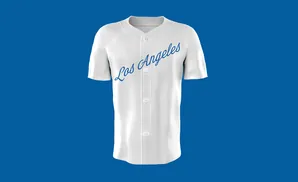 A white baseball jersey with 